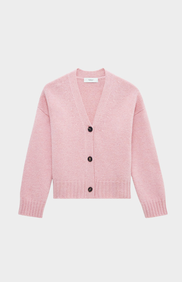 Pringle Of Scotland Women's Cropped Chunky Cashmere Cardigan In Dusty Pink