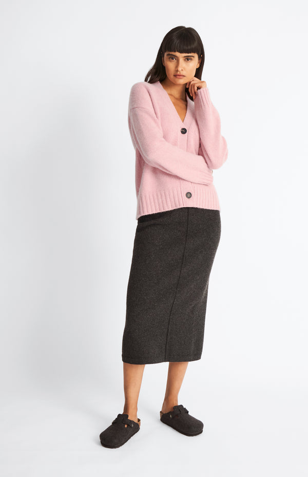 pringle of scotland Women's Cropped Chunky Cashmere Cardigan In Dusty Pink
