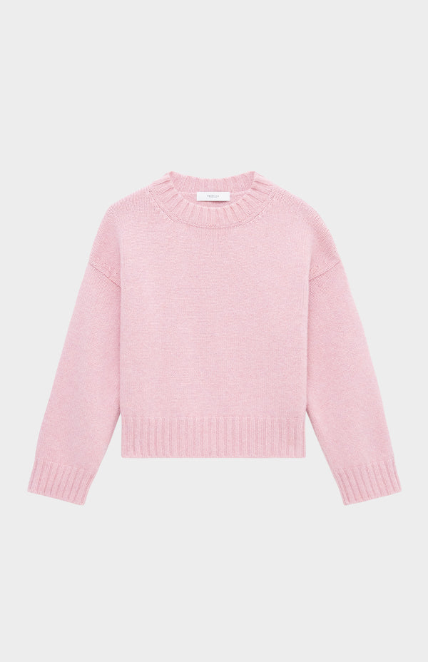 Pringle Of Scotland Women's Cropped Round Neck Chunky Cashmere Jumper In Dusty Pink