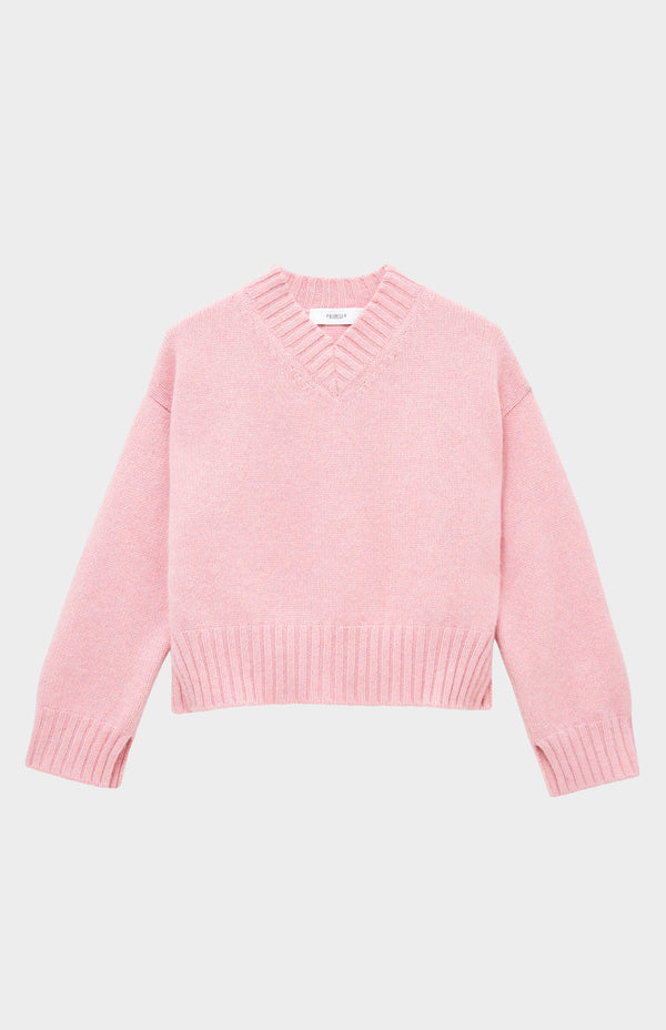 Pringle Of Scotland Women's V Neck Chunky Cashmere Jumper In Dusty Pink