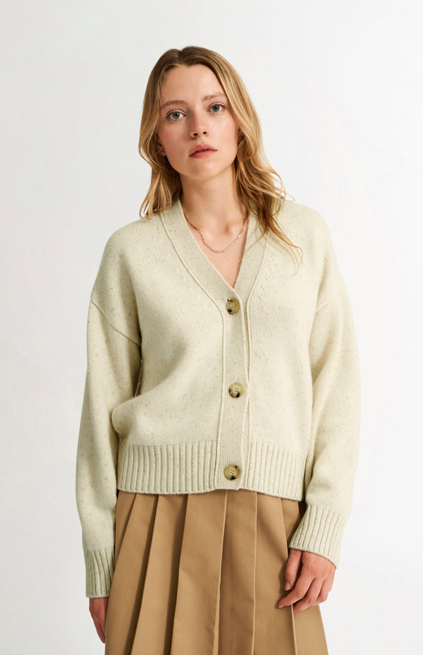 pringle of scotland Womens Chunky Cashmere Cardigan In Ivory
