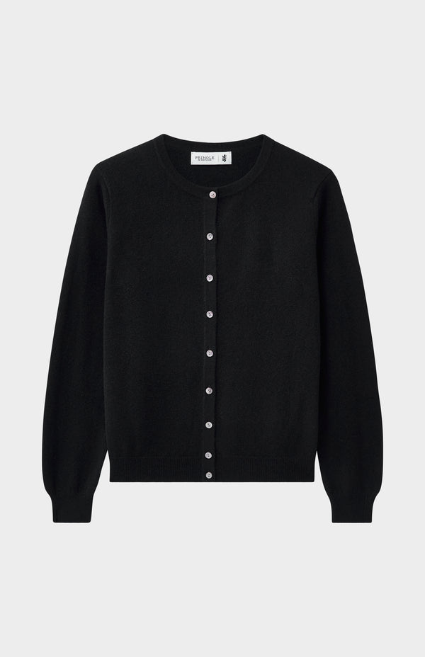 Pringle Of Scotland Womens Classic Round Neck Cashmere Cardigan In Black