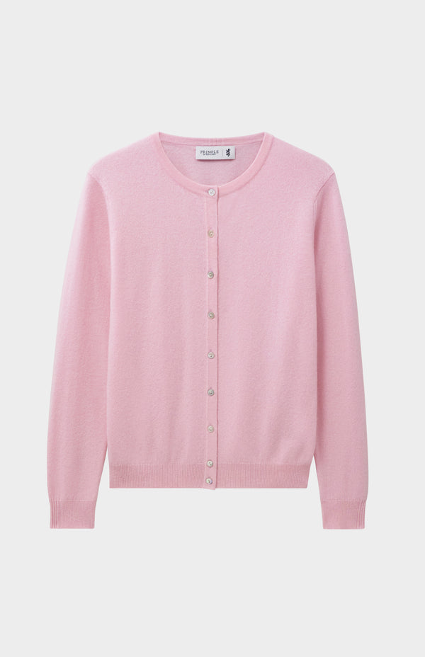 Pringle Of Scotland Womens Classic Round Neck Cashmere Cardigan In Pink