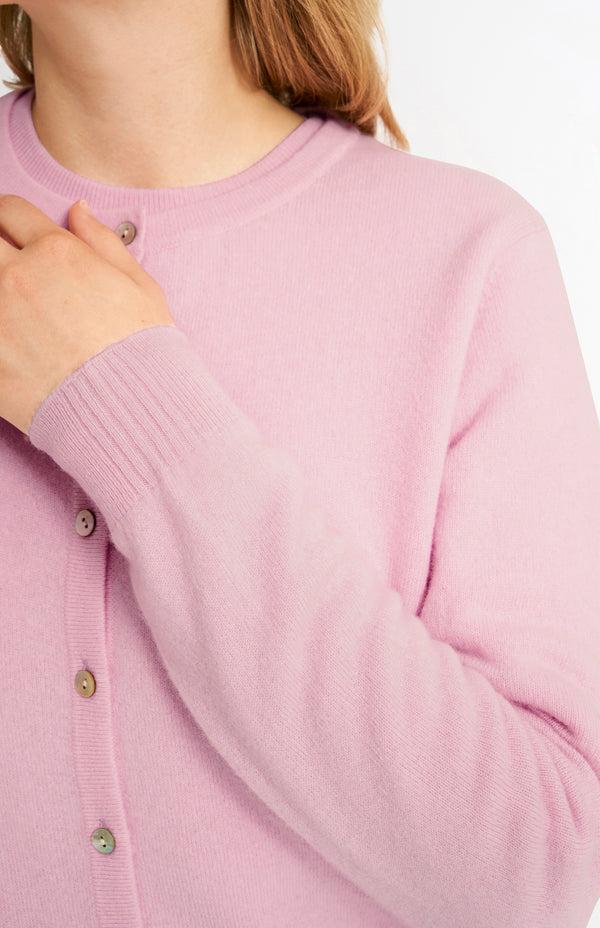 Pringle Of Scotland Womens Classic Round Neck Cashmere Cardigan In Pink