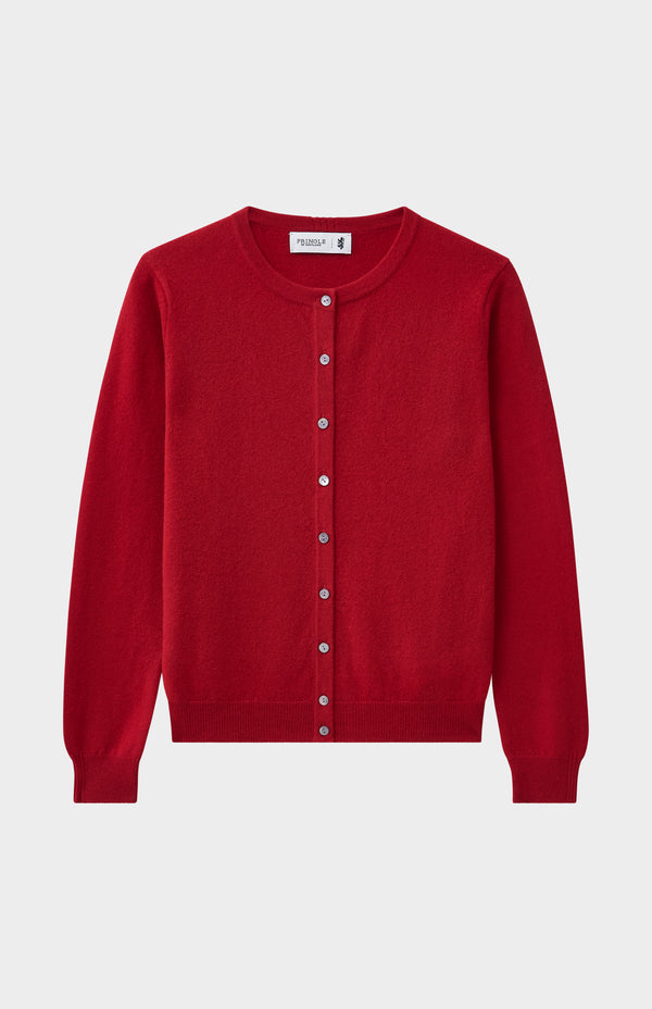 Pringle Of Scotland Womens Classic Round Neck Cashmere Cardigan In Scarlet