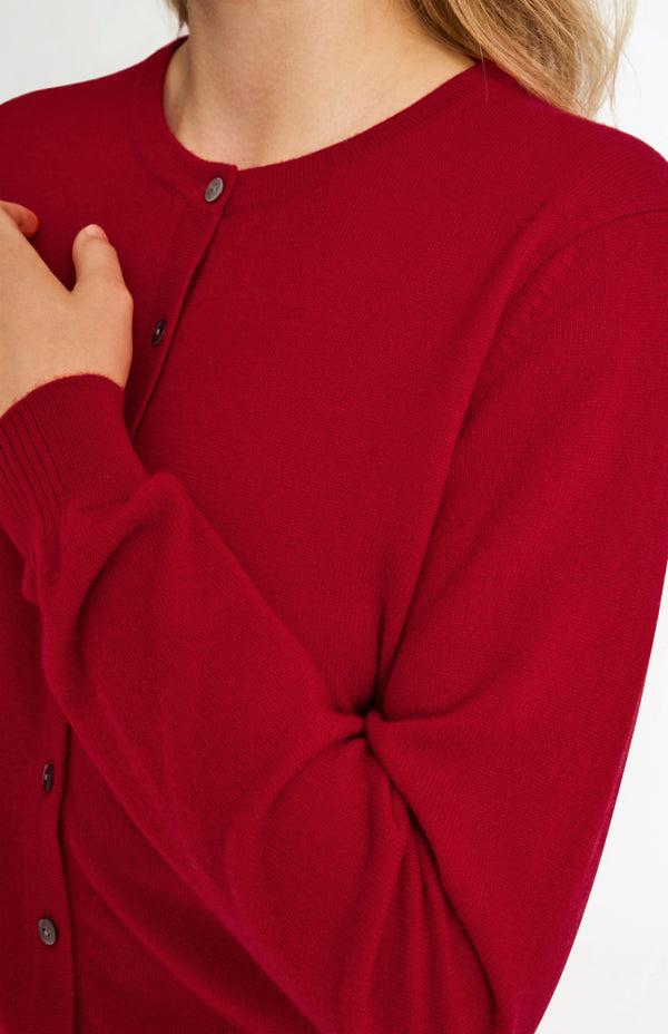 Pringle Of Scotland Womens Classic Round Neck Cashmere Cardigan In Scarlet