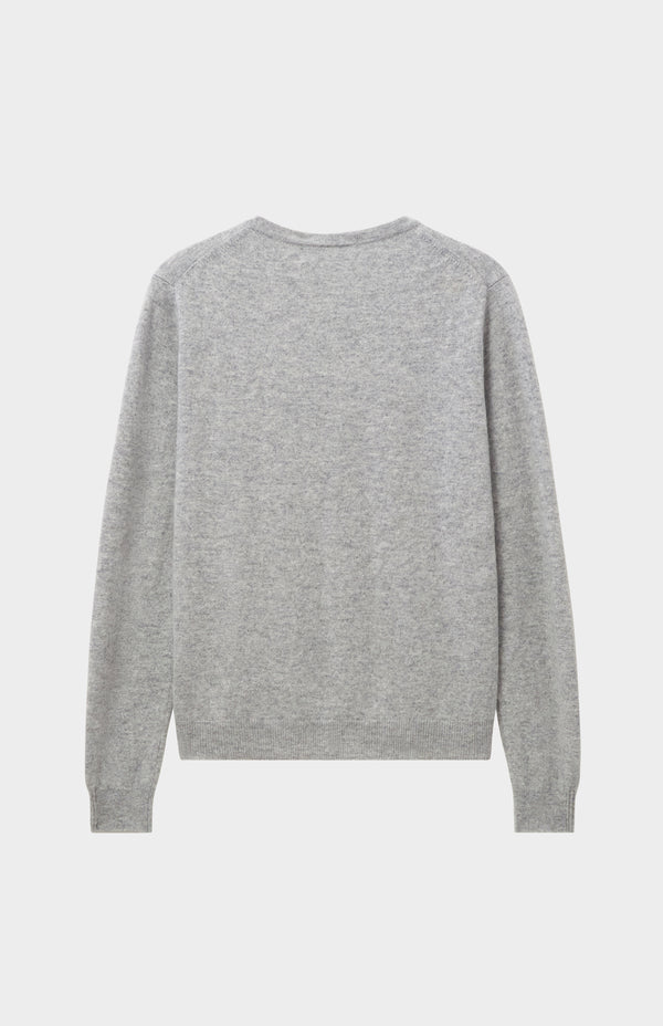 Pringle Of Scotland Womens Classic Round Neck Cashmere Cardigan In Silver Melange
