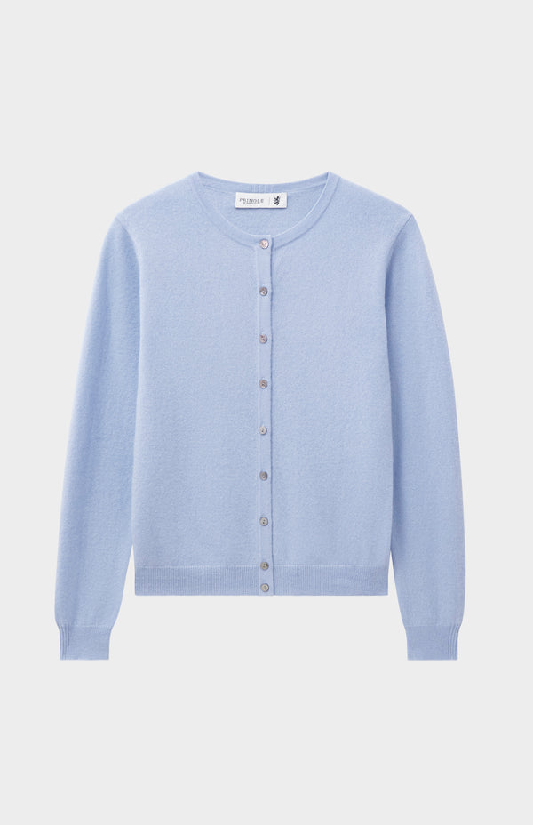 Pringle Of Scotland Womens Classic Round Neck Cashmere Cardigan In Sky Blue