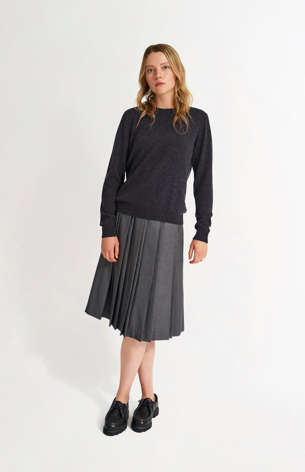Pringle Of Scotland Womens Classic Round Neck Cashmere Jumper In Charcoal