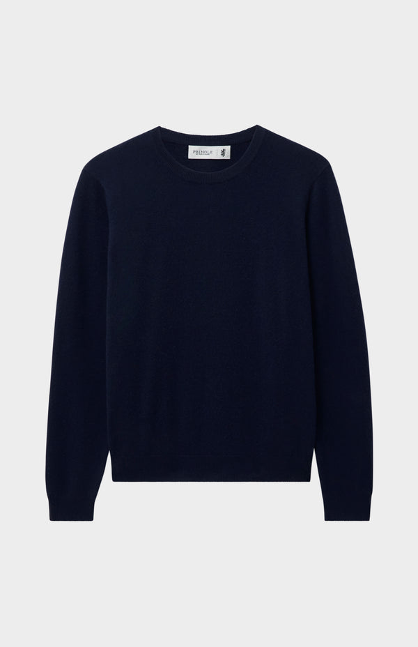 Pringle Of Scotland Womens Classic Round Neck Cashmere Jumper In Navy Melange