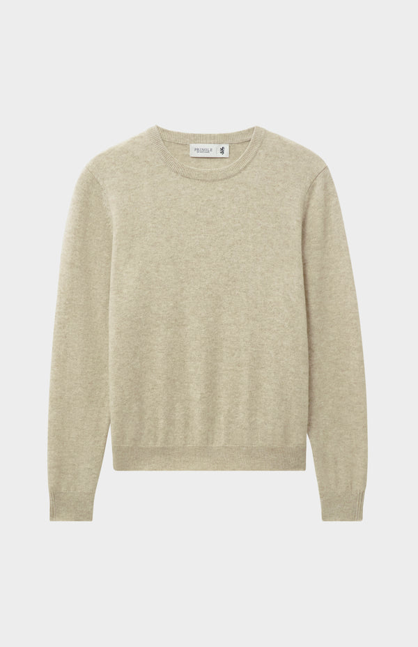 Pringle Of Scotland Womens Classic Round Neck Cashmere Jumper In Oatmeal