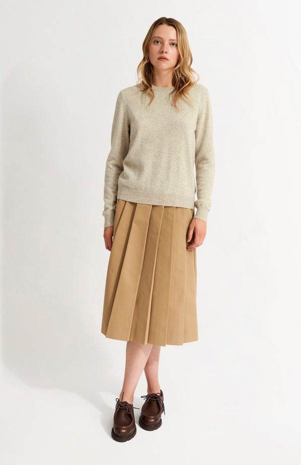 Pringle Of Scotland Womens Classic Round Neck Cashmere Jumper In Oatmeal