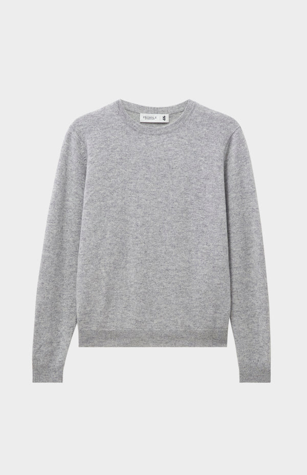 pringle of scotland Womens Classic Round Neck Cashmere Jumper In Silver Melange