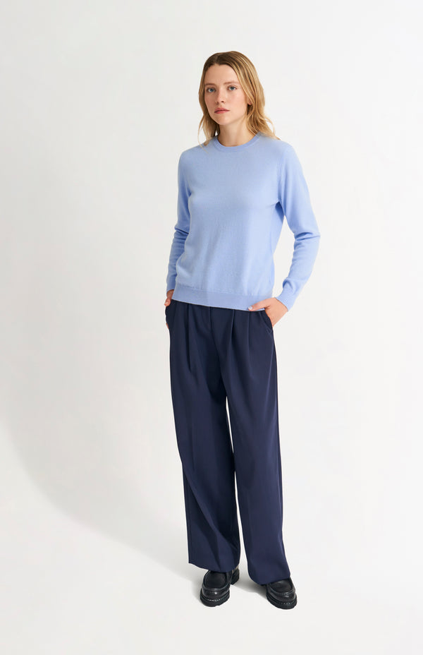 Pringle Of Scotland Womens Classic Round Neck Cashmere Jumper In Sky Blue