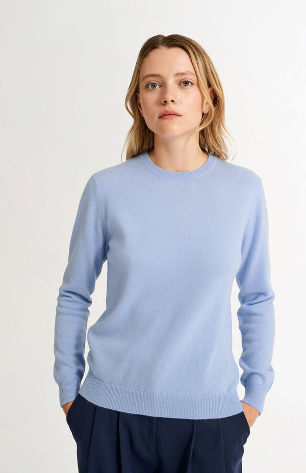 pringle of scotland Womens Classic Round Neck Cashmere Jumper In Sky Blue