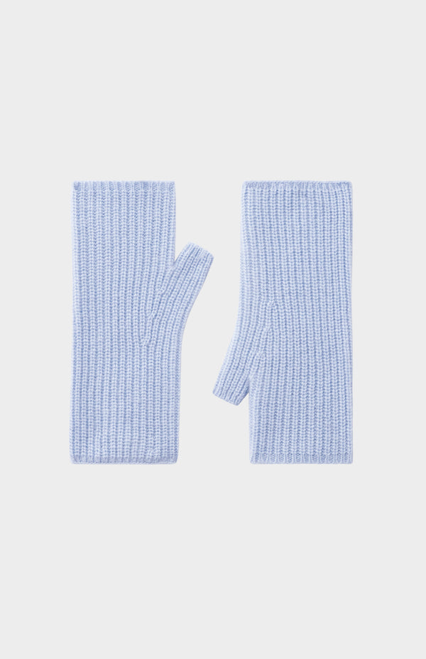 pringle of scotland Womens Ribbed Cashmere Wrist Warmers In Sky Blue