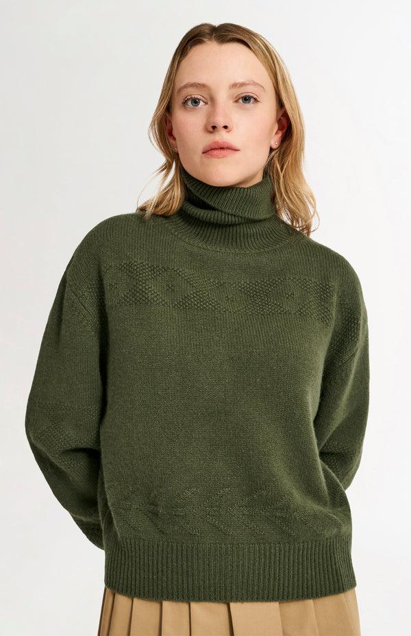 pringle of scotland Womens Roll Neck Cashmere Jumper In Evergreen