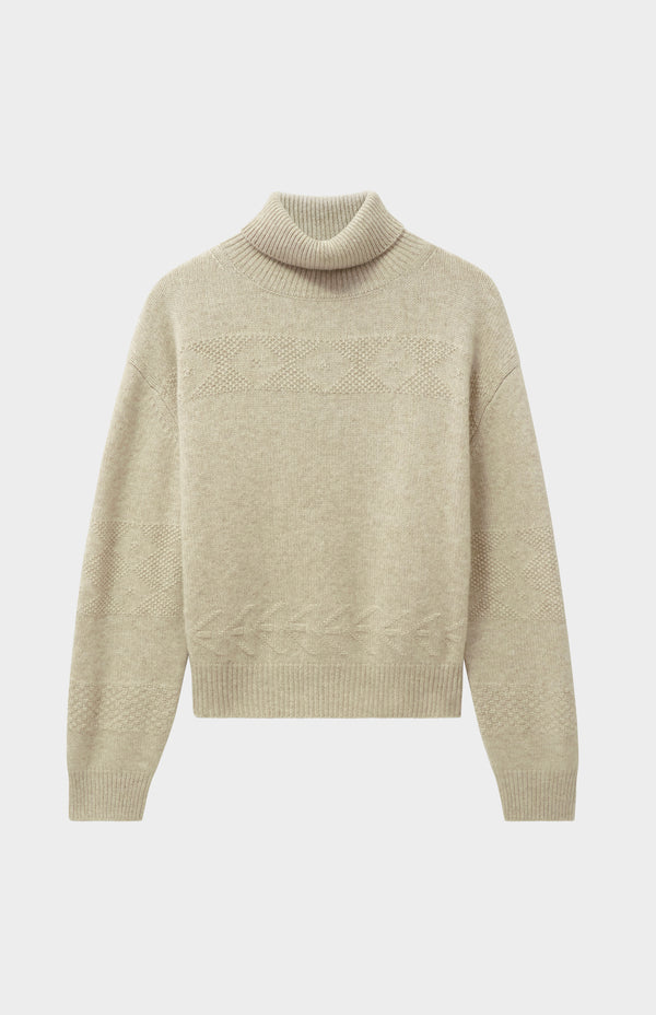 Pringle Of Scotland Womens Roll Neck Cashmere Jumper In Oatmeal