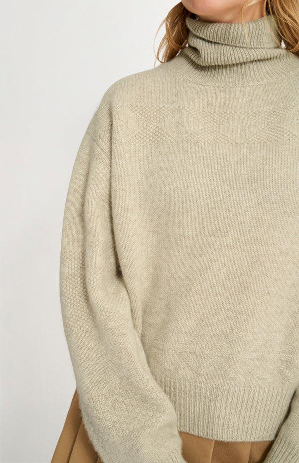 Pringle Of Scotland Womens Roll Neck Cashmere Jumper In Oatmeal
