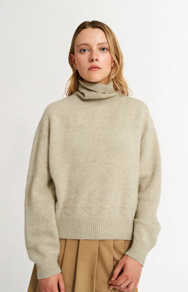 pringle of scotland Womens Roll Neck Cashmere Jumper In Oatmeal