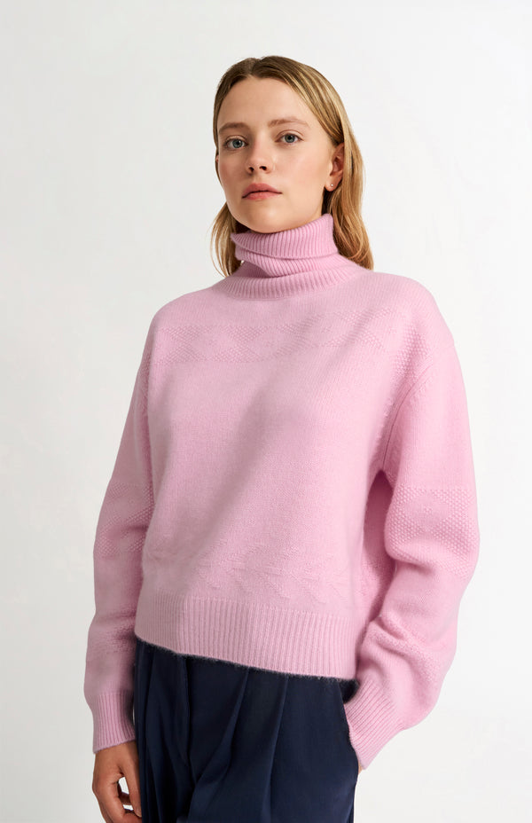 pringle of scotland Womens Roll Neck Cashmere Jumper In Pink