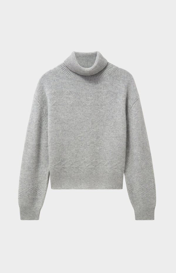 Pringle Of Scotland Womens Roll Neck Cashmere Jumper In Silver Melange