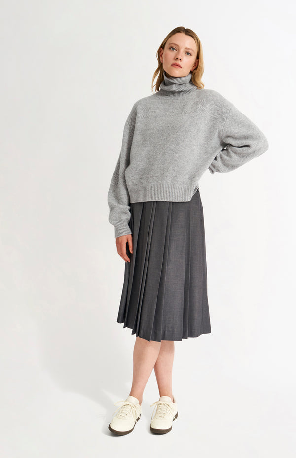 Pringle Of Scotland Womens Roll Neck Cashmere Jumper In Silver Melange