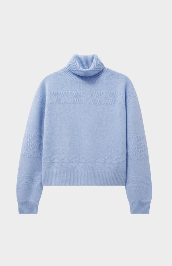 pringle of scotland Womens Roll Neck Cashmere Jumper In Sky Blue