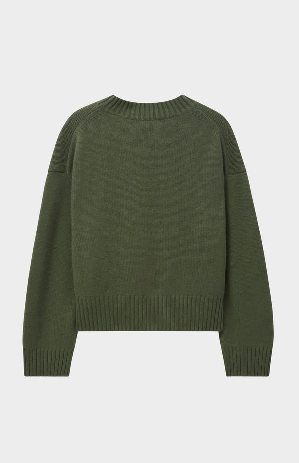 Pringle Of Scotland Womens V Neck Chunky Cashmere Jumper In Evergreen