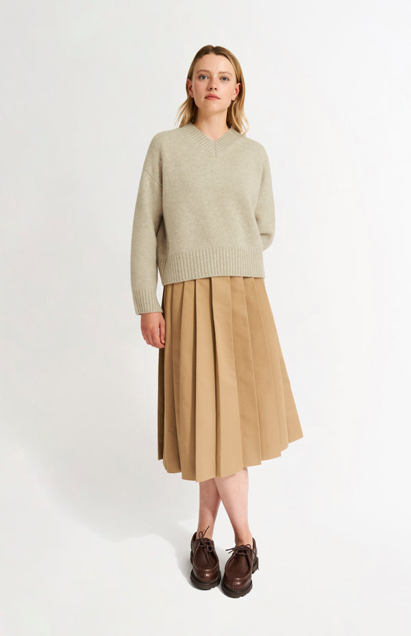 Pringle Of Scotland Womens V Neck Chunky Cashmere Jumper In Oatmeal