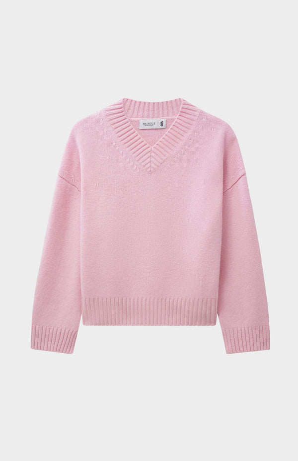 Pringle Of Scotland Womens V Neck Chunky Cashmere Jumper In Pink