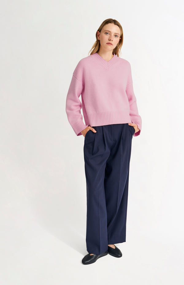 Pringle Of Scotland Womens V Neck Chunky Cashmere Jumper In Pink