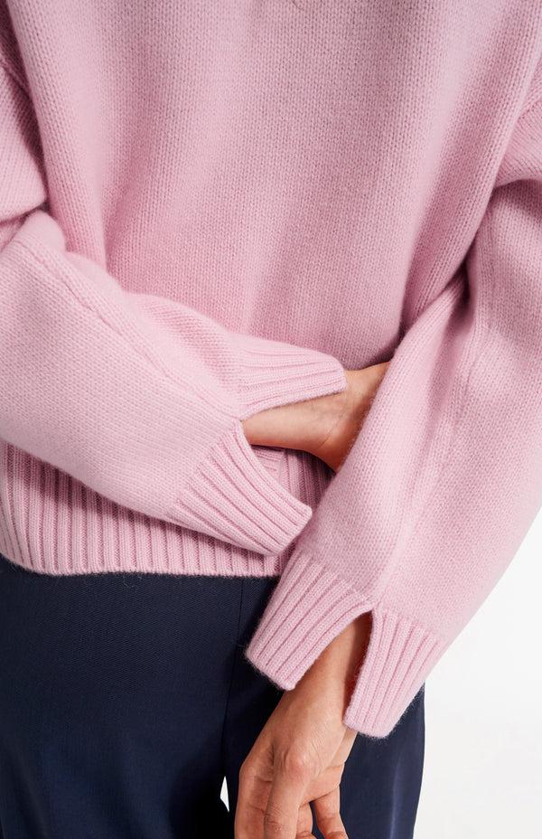 Pringle Of Scotland Womens V Neck Chunky Cashmere Jumper In Pink