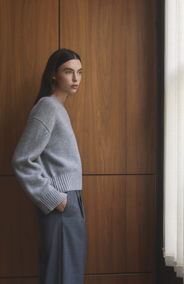 pringle Of Scotland Womens V Neck Chunky Cashmere Jumper In Silver Melange
