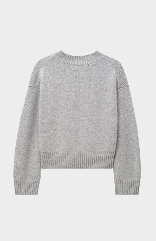 pringle Of Scotland Womens V Neck Chunky Cashmere Jumper In Silver Melange