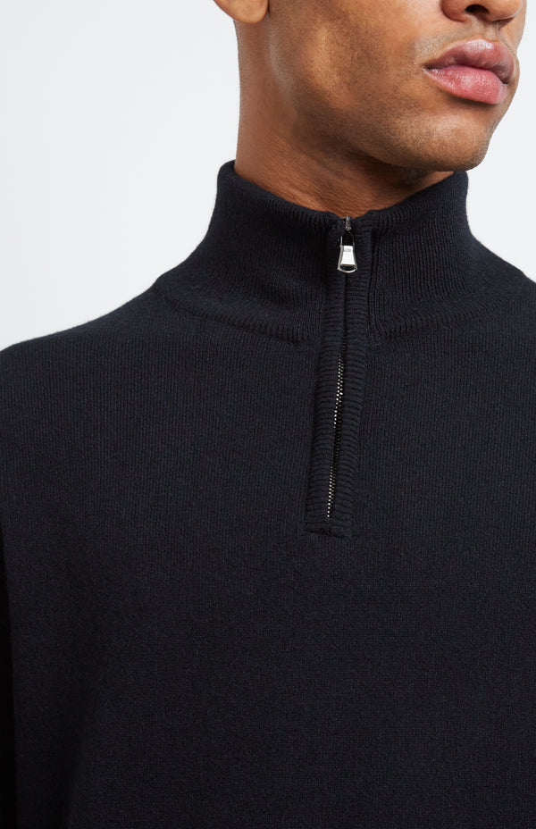 Pringle Of Scotland Zip Neck Cashmere Jumper In Black
