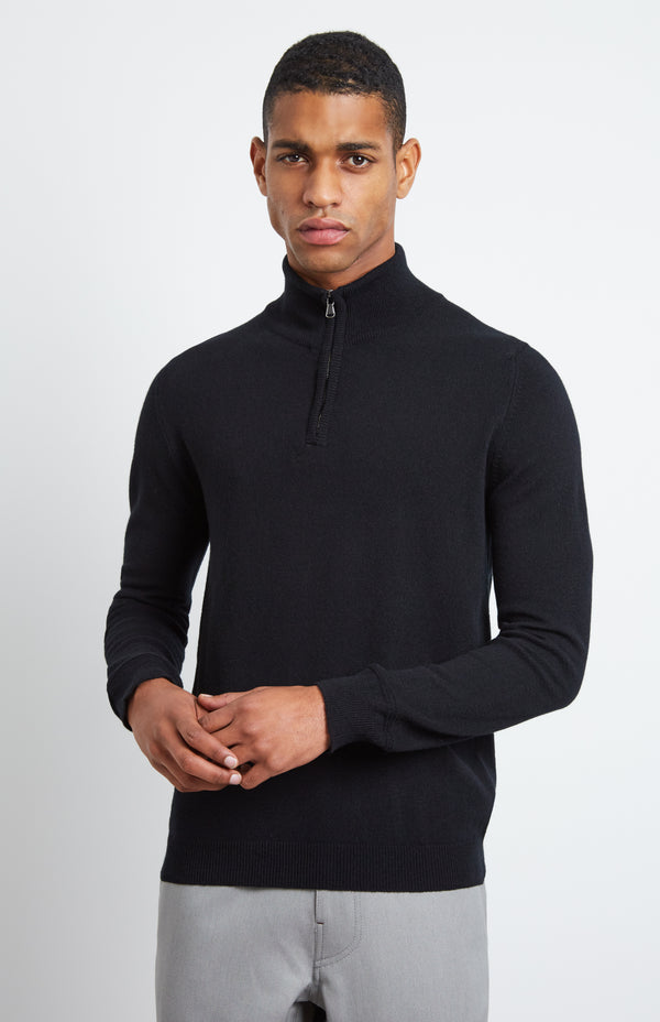 pringle of scotland Zip Neck Cashmere Jumper In Black