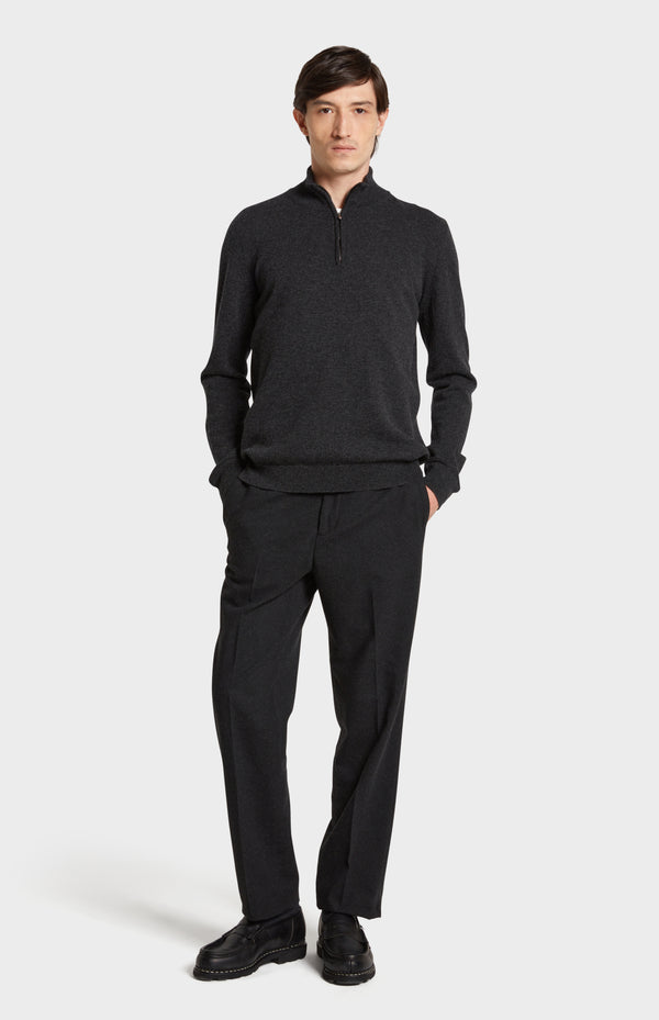 Pringle Of Scotland Zip Neck Cashmere Jumper In Charcoal