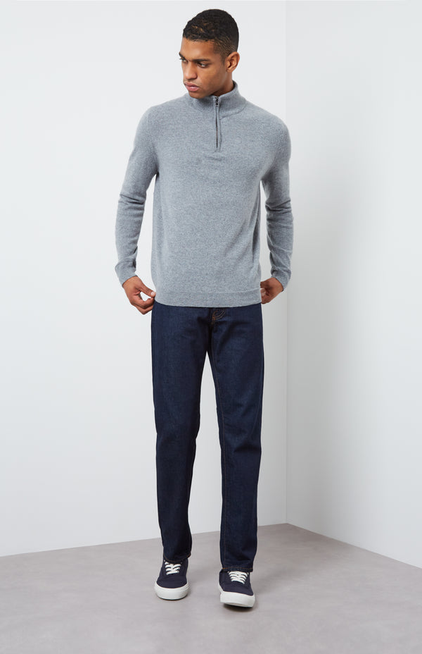 Pringle Of Scotland Zip Neck Cashmere Jumper In Flannel Grey
