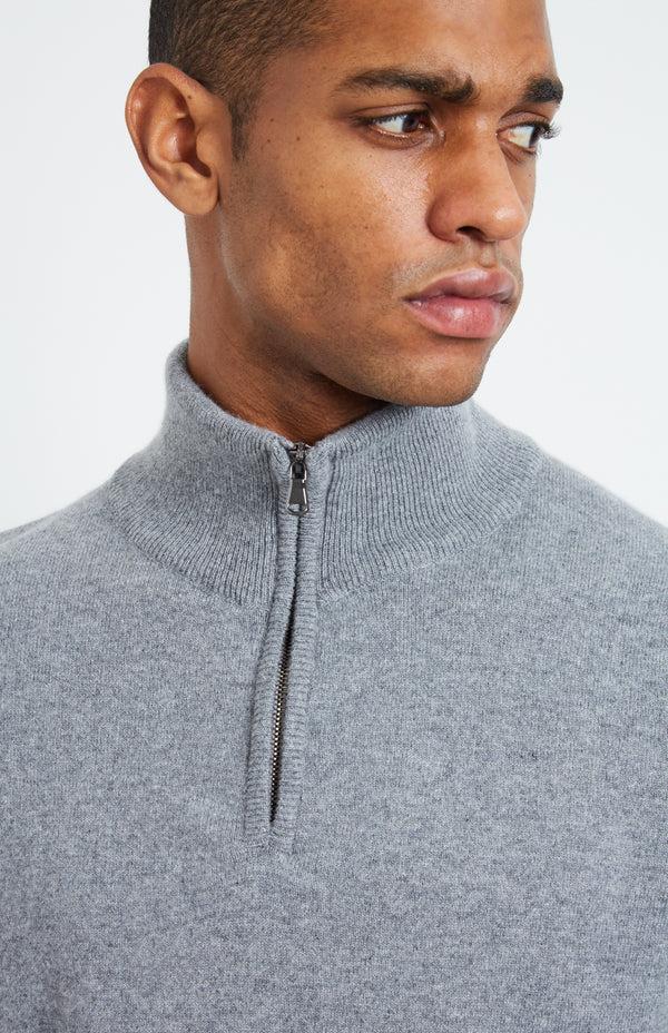 Pringle Of Scotland Zip Neck Cashmere Jumper In Flannel Grey