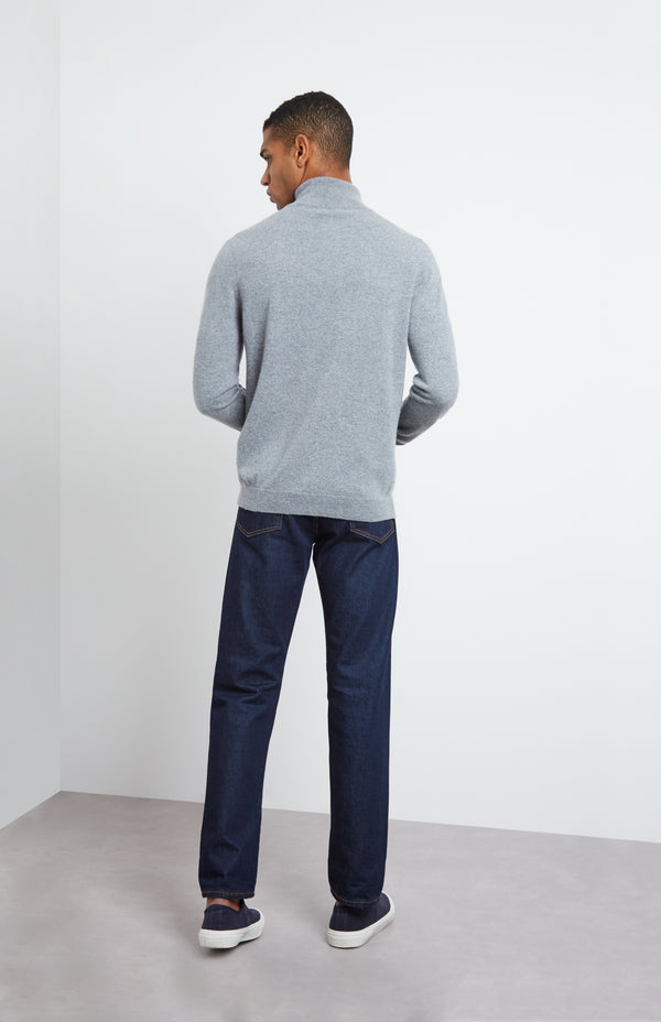 Pringle Of Scotland Zip Neck Cashmere Jumper In Flannel Grey