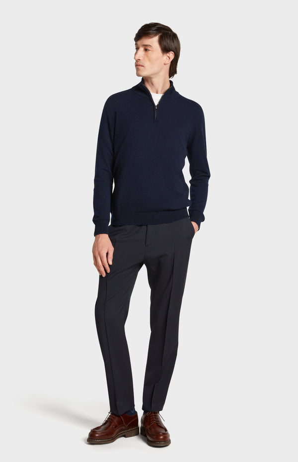 Pringle Of Scotland Zip Neck Cashmere Jumper In Navy