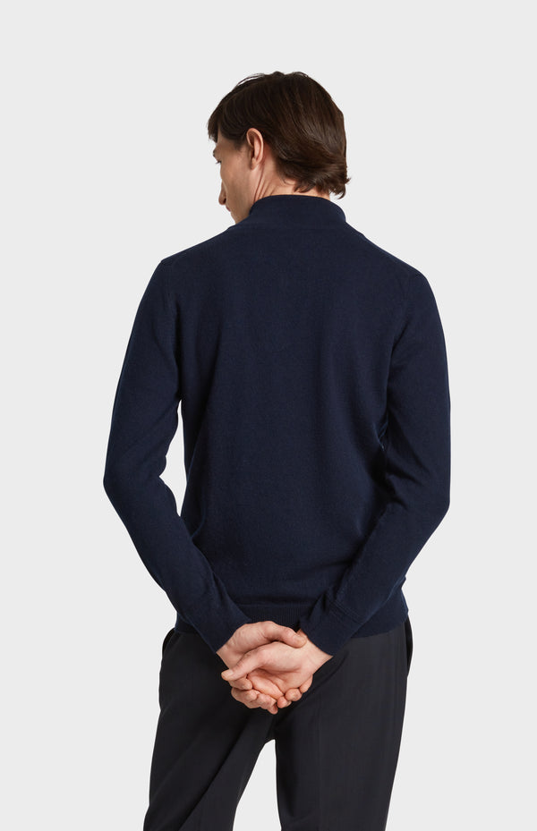 Pringle Of Scotland Zip Neck Cashmere Jumper In Navy