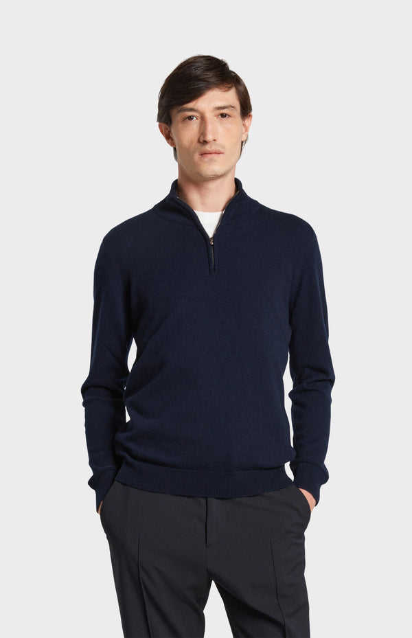 pringle of scotland Zip Neck Cashmere Jumper In Navy