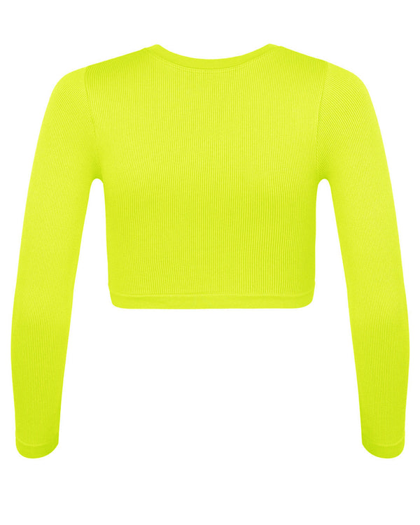 Prism EVOKE Ribbed Long-Sleeve Crop Top | Neon Yellow