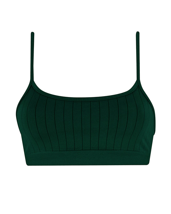prism FLAT RIBBED SINCERE Bikini Bra Top | Dark Green