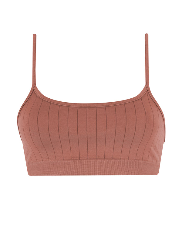 prism FLAT RIBBED SINCERE Bikini Bra Top | Rusty Pink