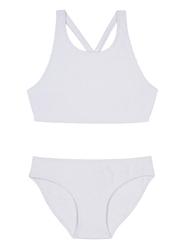 prism GIRLS' BENIRRAS TOP & BIARRITZ BOTTOMS Bikini Set | White Flower