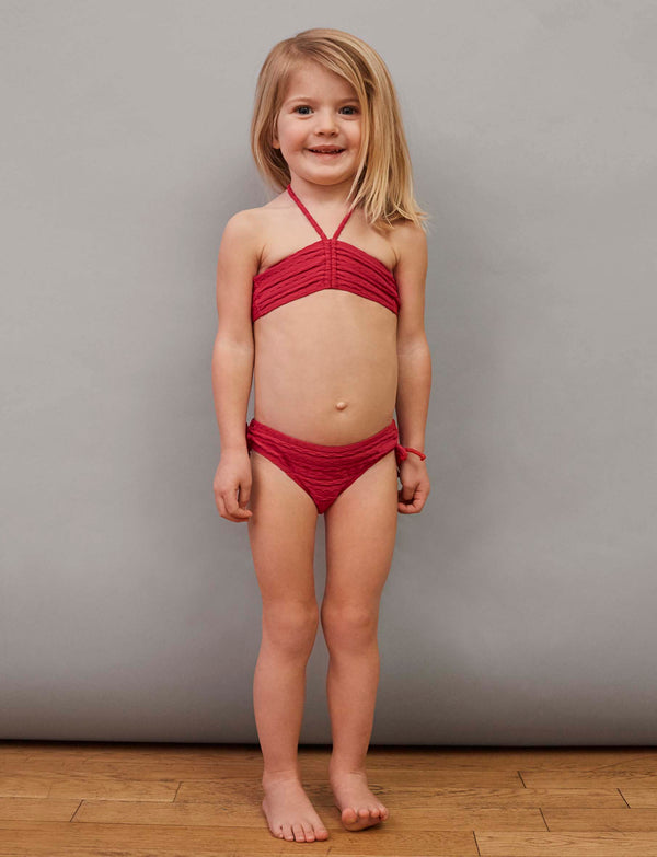 Prism GIRLS' FORTALEZA TOP & COZUMEL BOTTOMS Swim Set | Pink Cable Knit