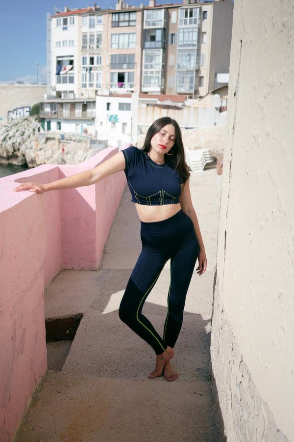 Prism LUCID Leggings | Eclipse With Neon Contrast Stitching